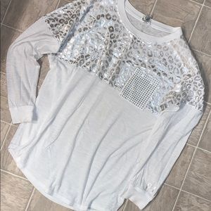 PINK Victoria’s Secret White Bling Longsleeve Tee